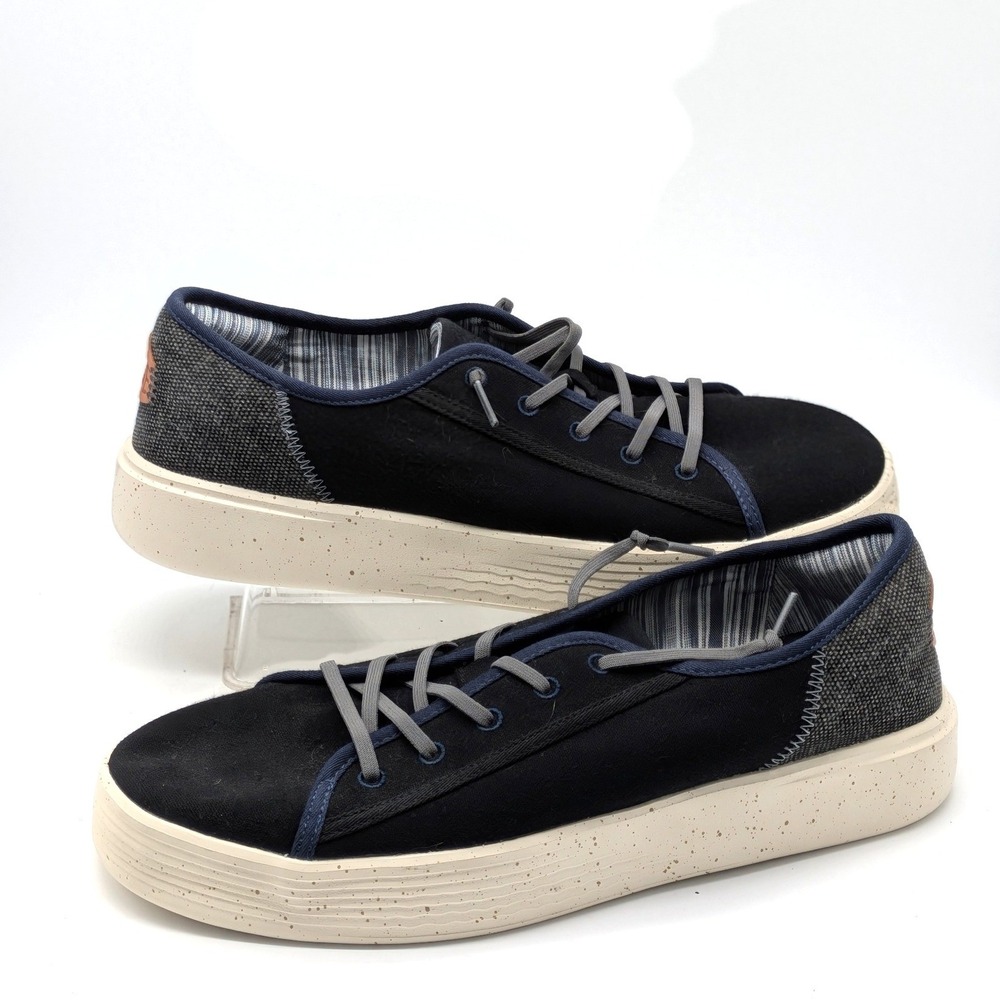 Hey Dude Cody M Coastline Men's 10 Black Navy Lace Up Casual Sneakers Shoes
